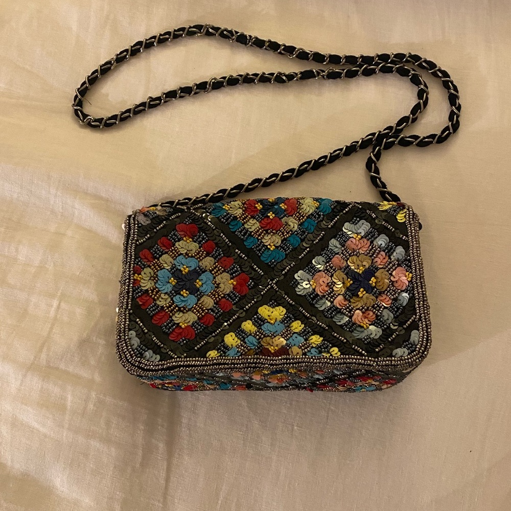 Black & multicolored sequined Anthropologie purse